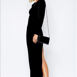 Nasty Gal Black Long Live Ribbed Maxi Dress